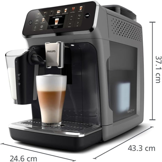 Serie 5500 Kaffeevollautomat (EP5544/50) – LatteGo Milchsystem, 20 heiße und kalte Kaffeespezialitäten, 40% leiser mit SilentBrew, QuickStart, Schwarz/Grau (EP5544/50)